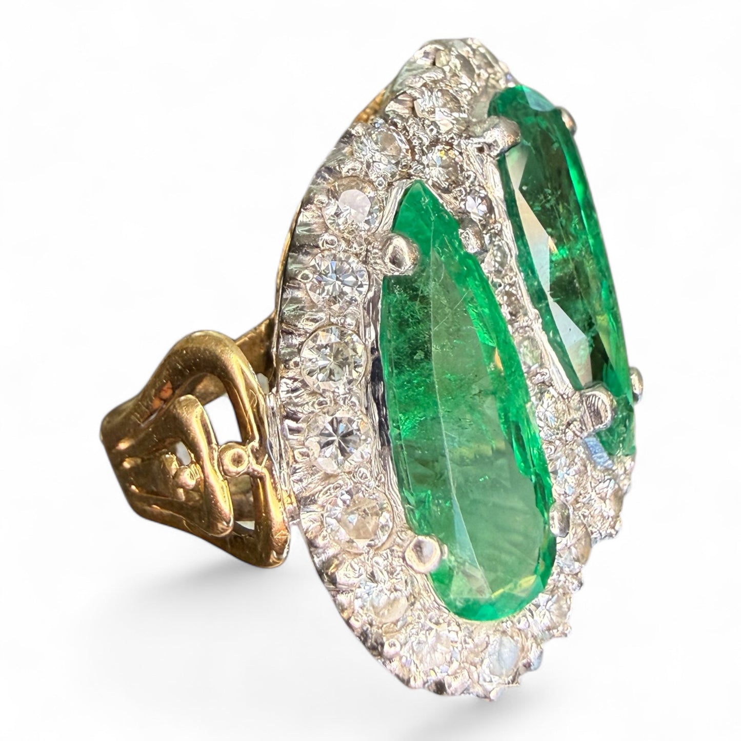 14k 5.00 CTW Colombian Emerald and 1 CTW Diamond Ring-INCLUDES GIA CERT ON EMERALD
