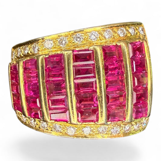 18k Estate 3.00 CTW Ruby and .40 CTW Diamond Band