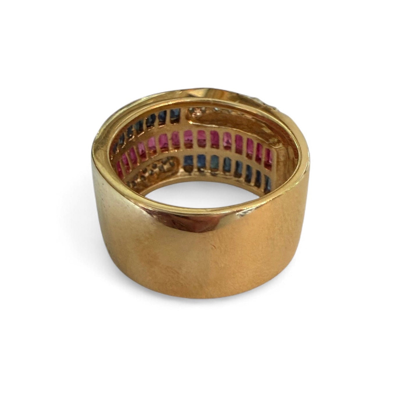 14K Ruby, Sapphire, and Diamond Statement Ring