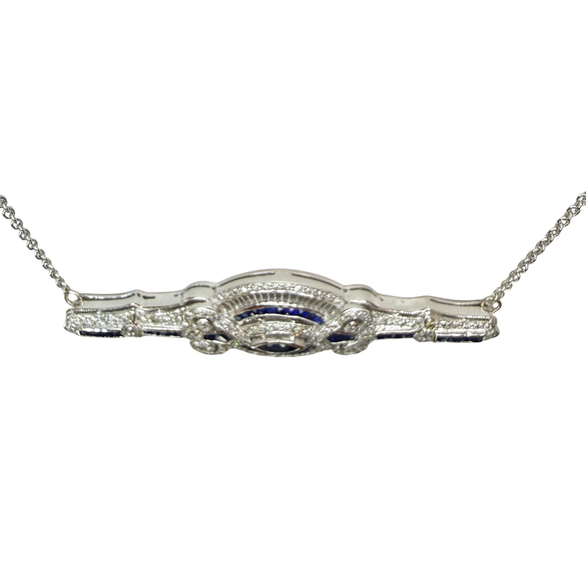 Art Deco 14k Sapphire and Diamond Necklace