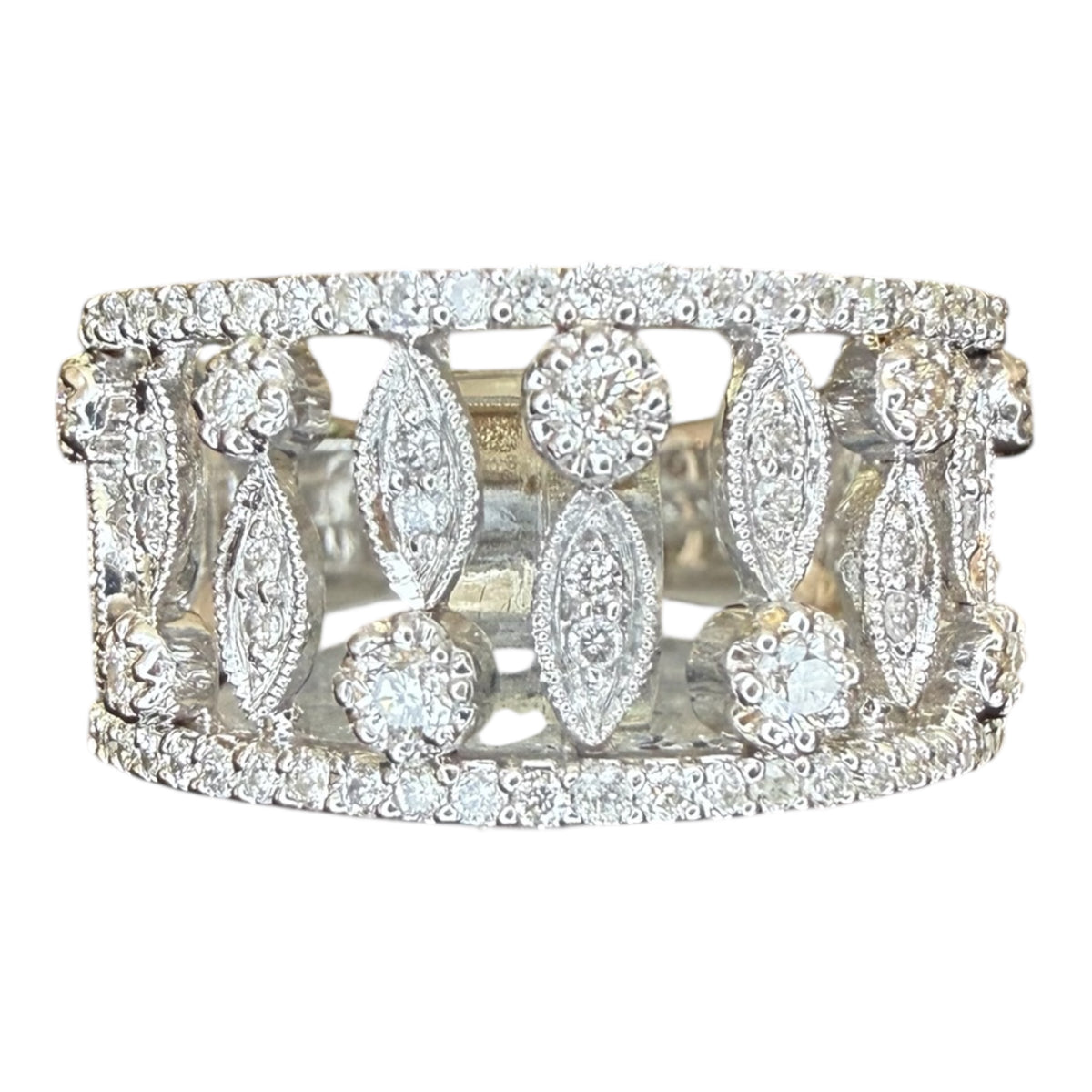 14k White Gold Diamond Band
