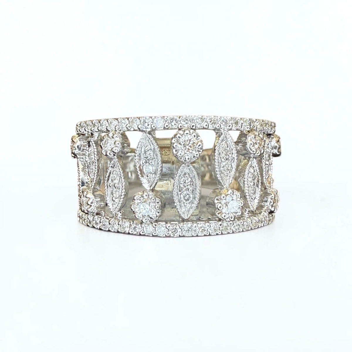 14k White Gold Diamond Band
