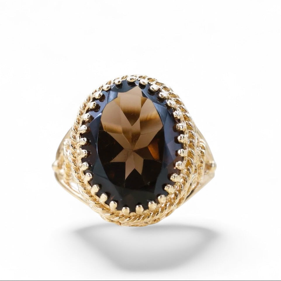 10K Antique Smokey Quartz Ring