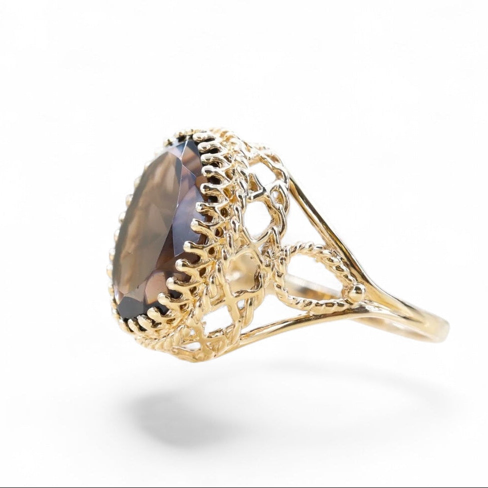 10K Antique Smokey Quartz Ring