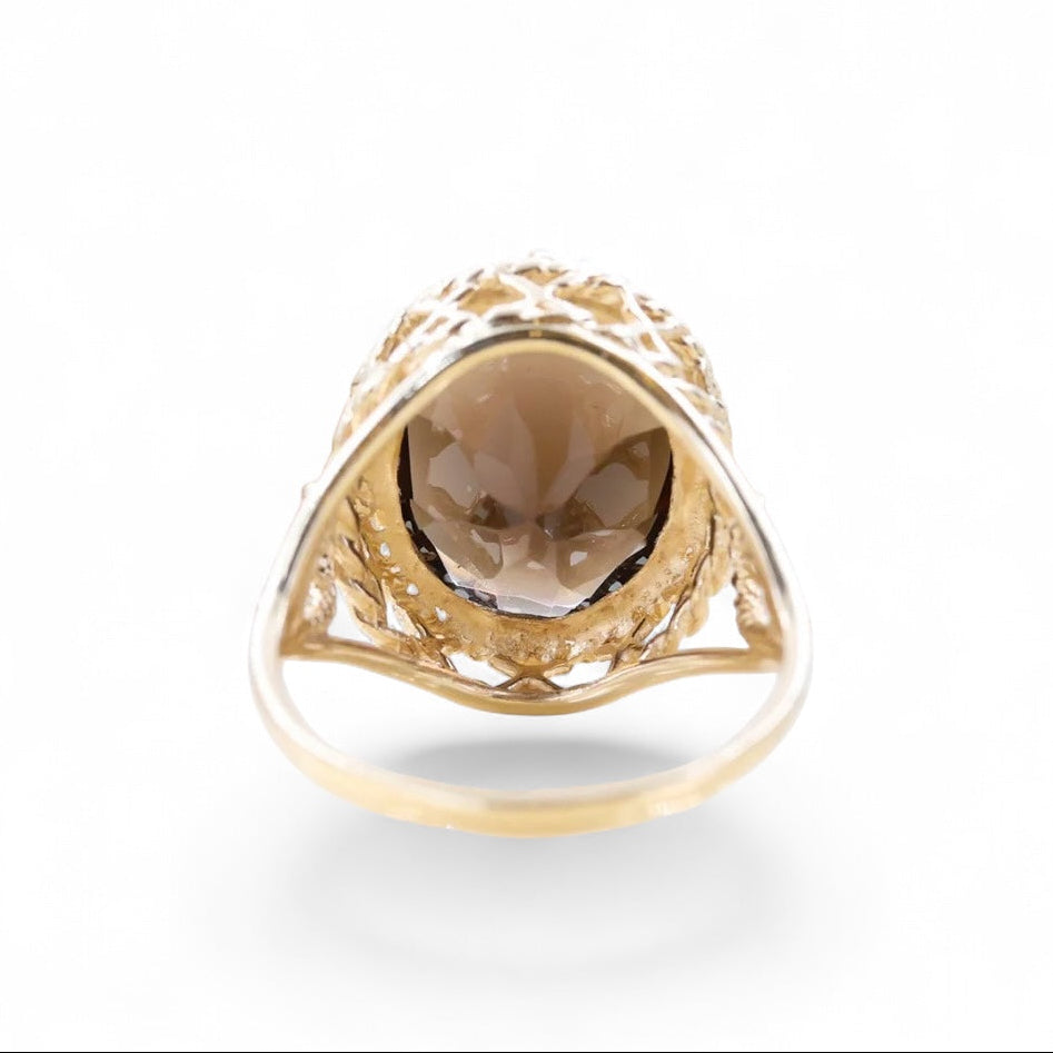 10K Antique Smokey Quartz Ring