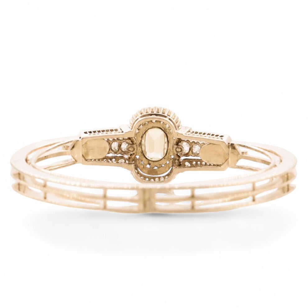 14k Antique Champagne Topaz and Diamond Bangle-Includes GIA Appraisal