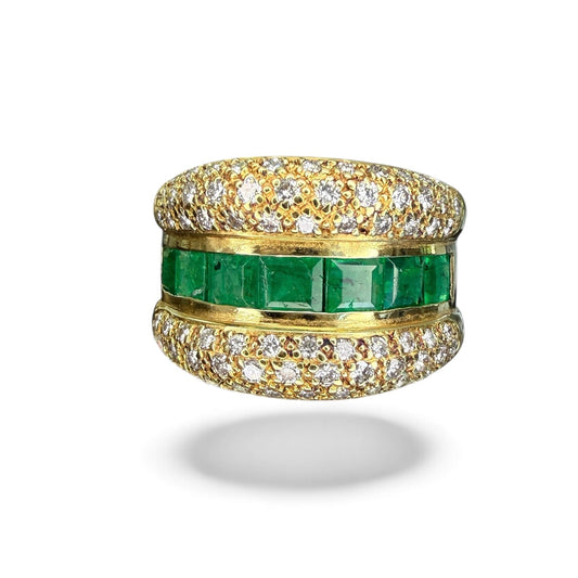 18k Emerald and Diamond Band