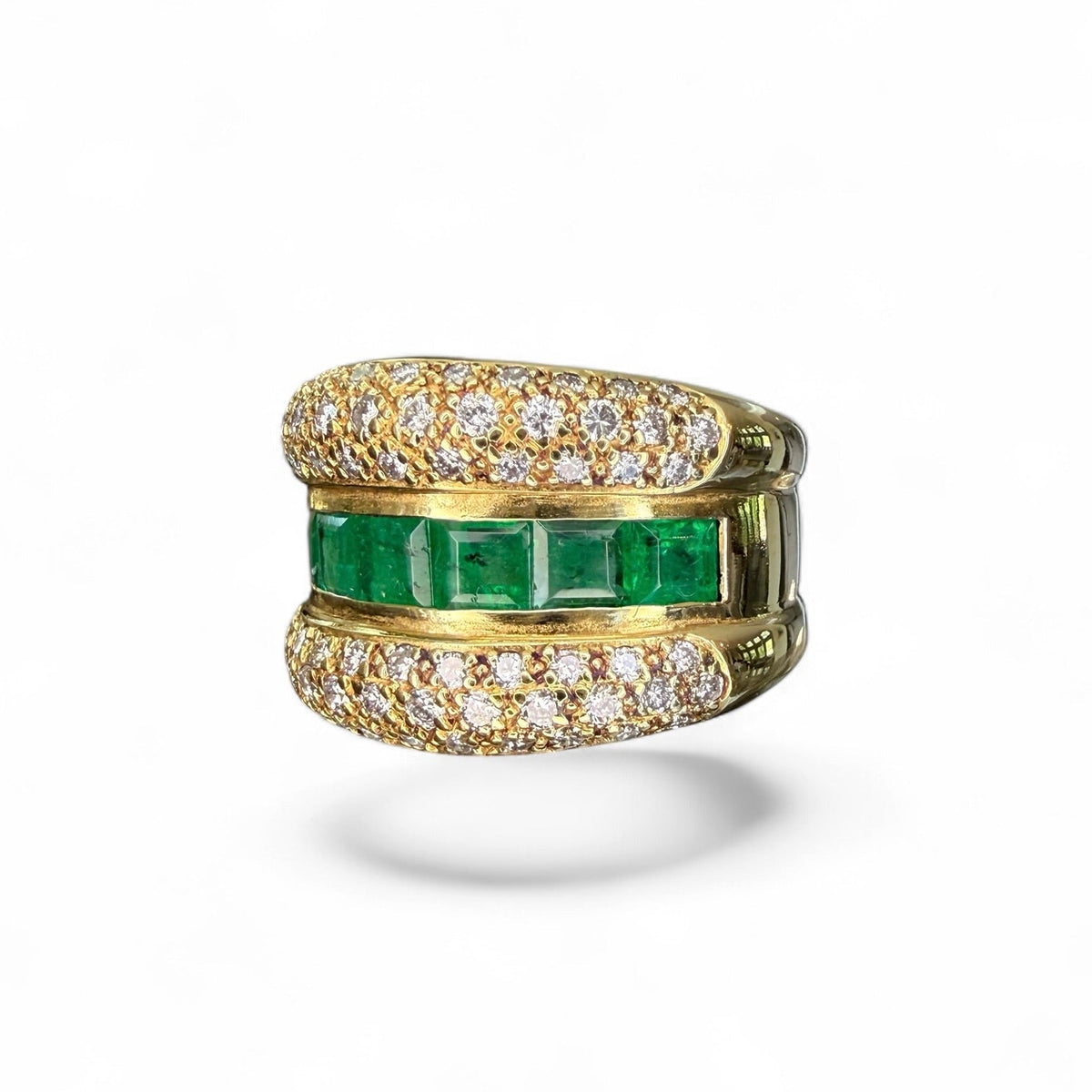 18k Emerald and Diamond Band