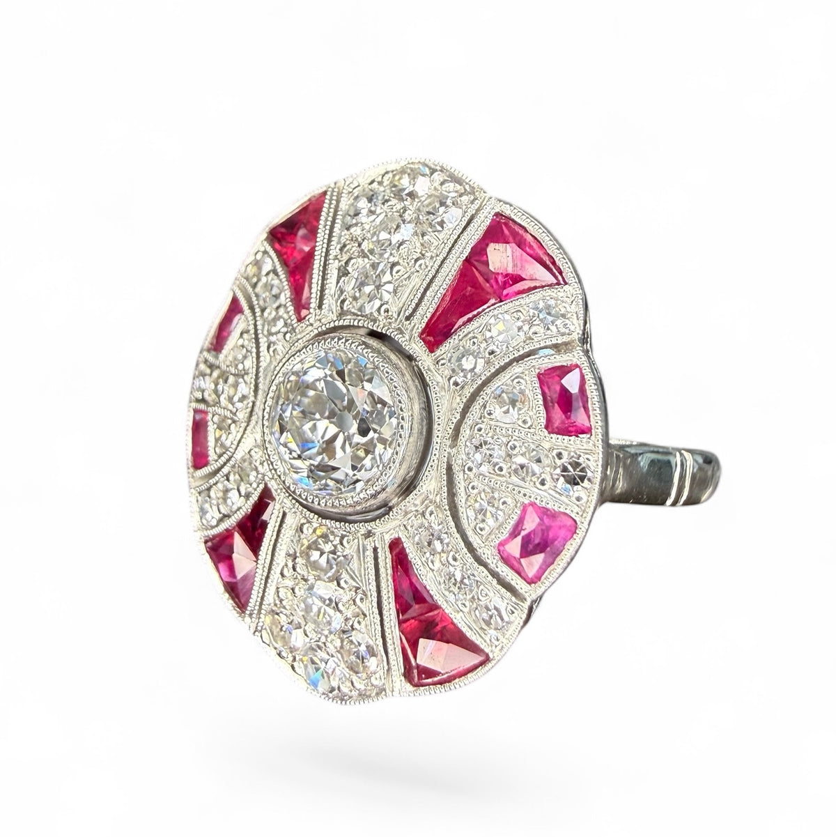 Platinum Ruby and Diamond Cocktail or Engagement Ring