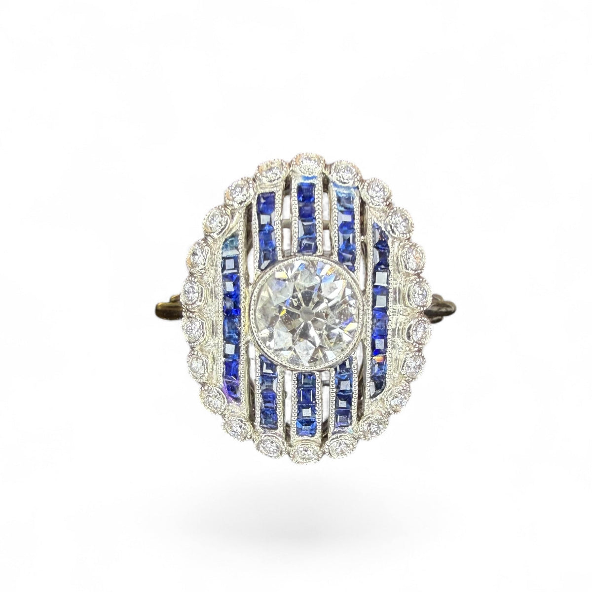 Platinum Sapphire and Diamond Dinner Ring