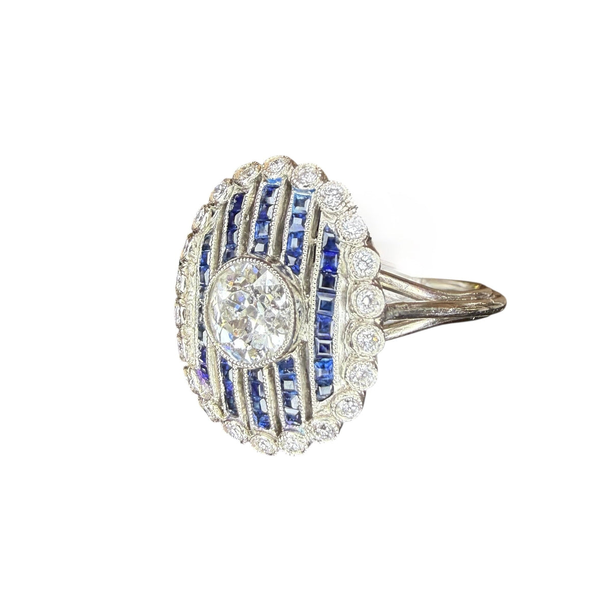 Platinum Sapphire and Diamond Dinner Ring