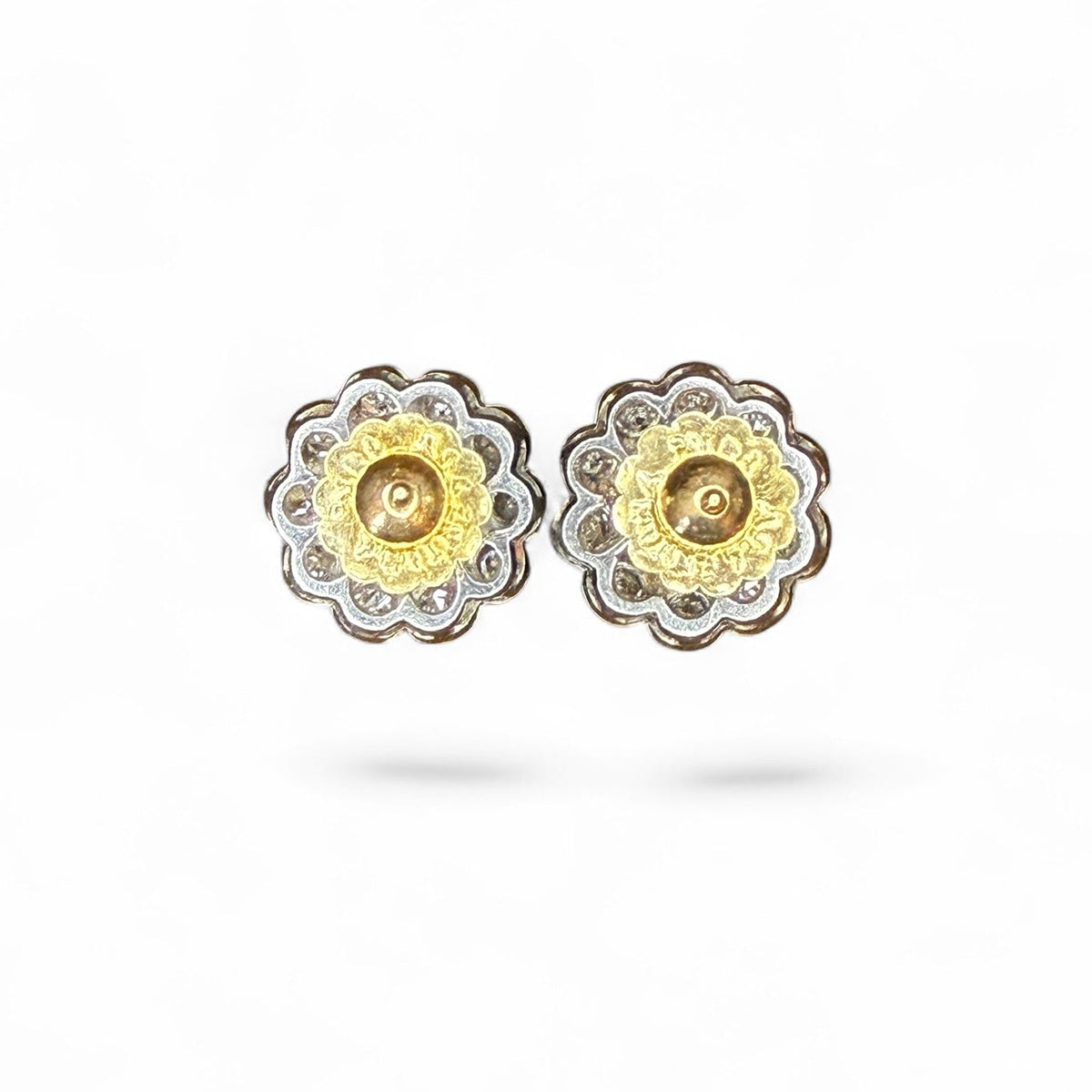 Diamond Stud Cluster Earrings-18k and Platinum
