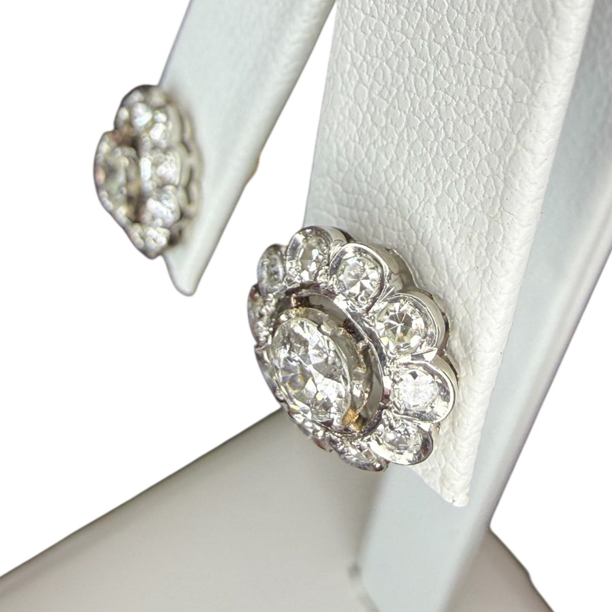 Diamond Stud Cluster Earrings-18k and Platinum