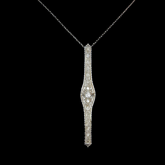 Antique Platinum and Gold Diamond Pendant