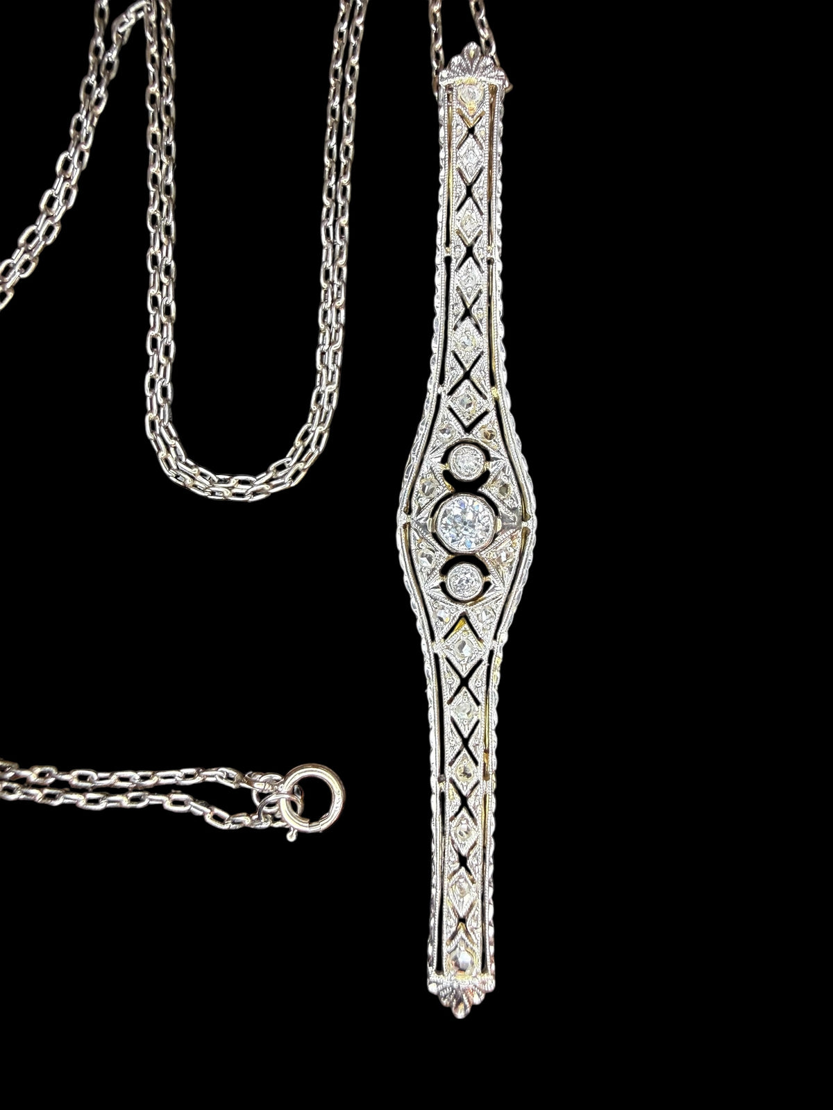 Antique Platinum and Gold Diamond Pendant