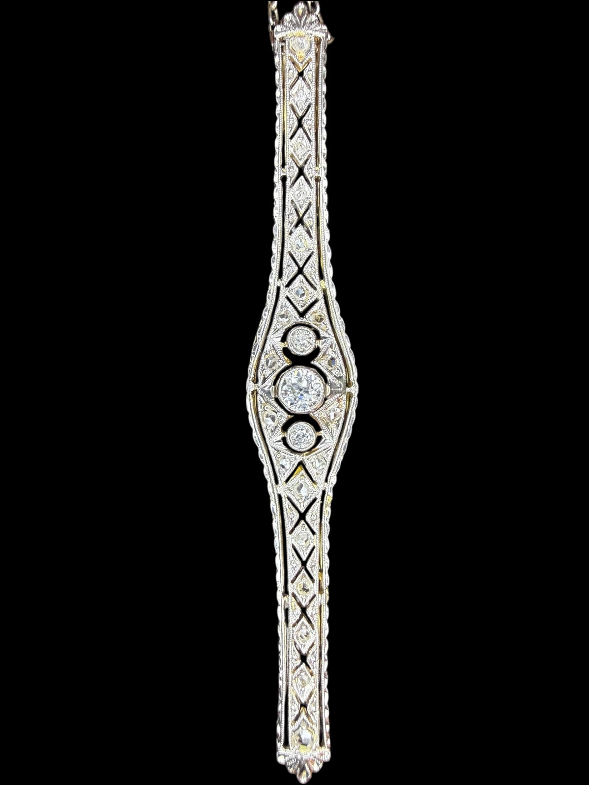 Antique Platinum and Gold Diamond Pendant