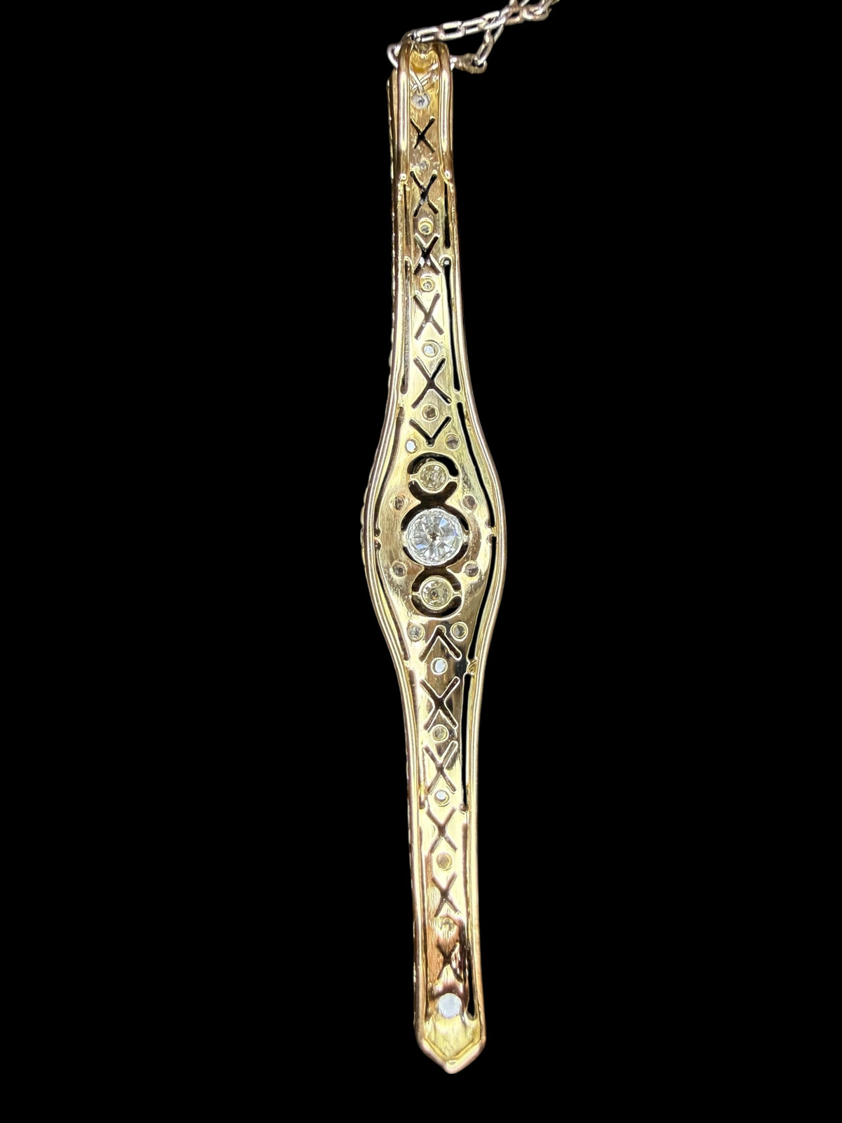 Antique Platinum and Gold Diamond Pendant