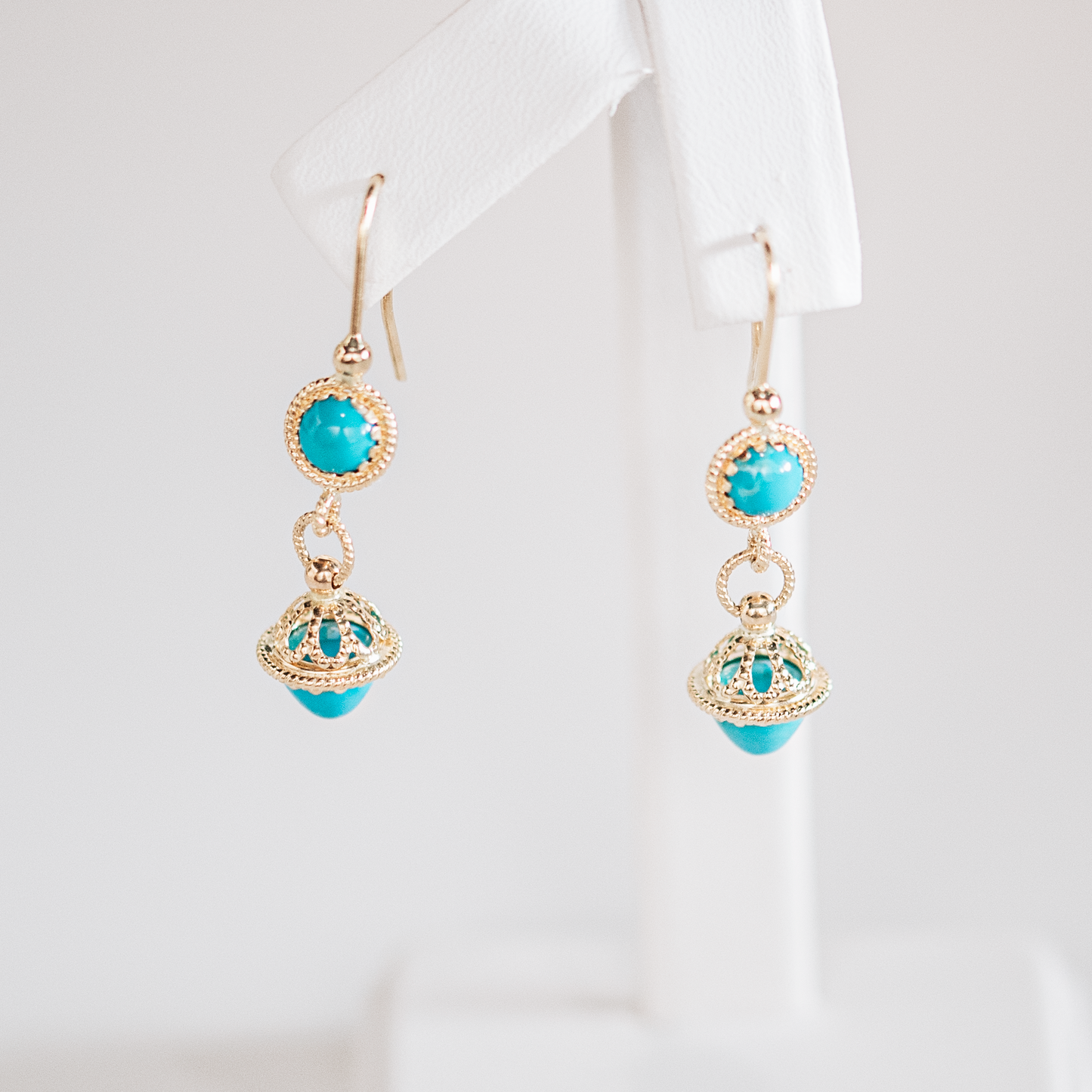 14k Turquoise Dangle Earrings-Includes Current GIA Appraisal Report