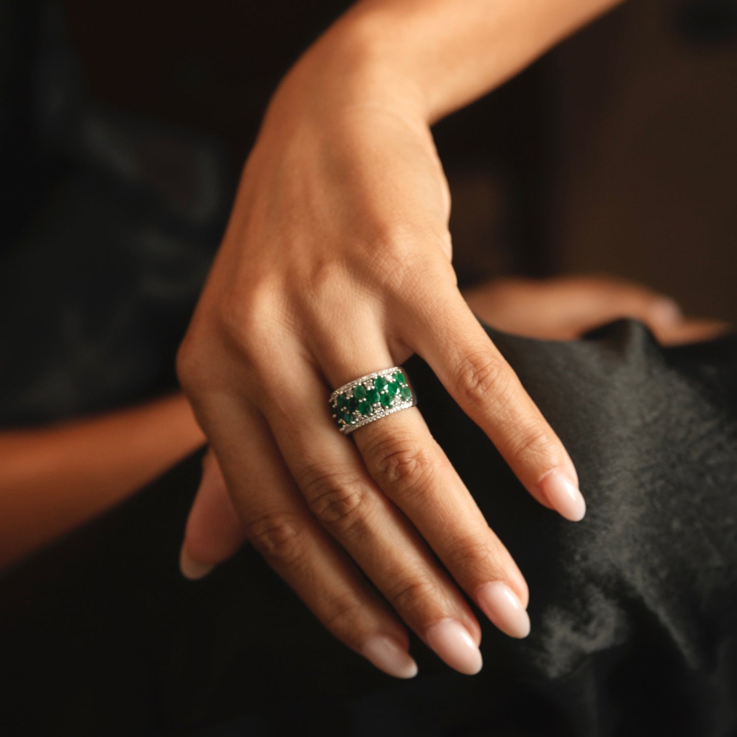 14k Effy 2.66 CTW Emerald and .4 CTW Diamond Band