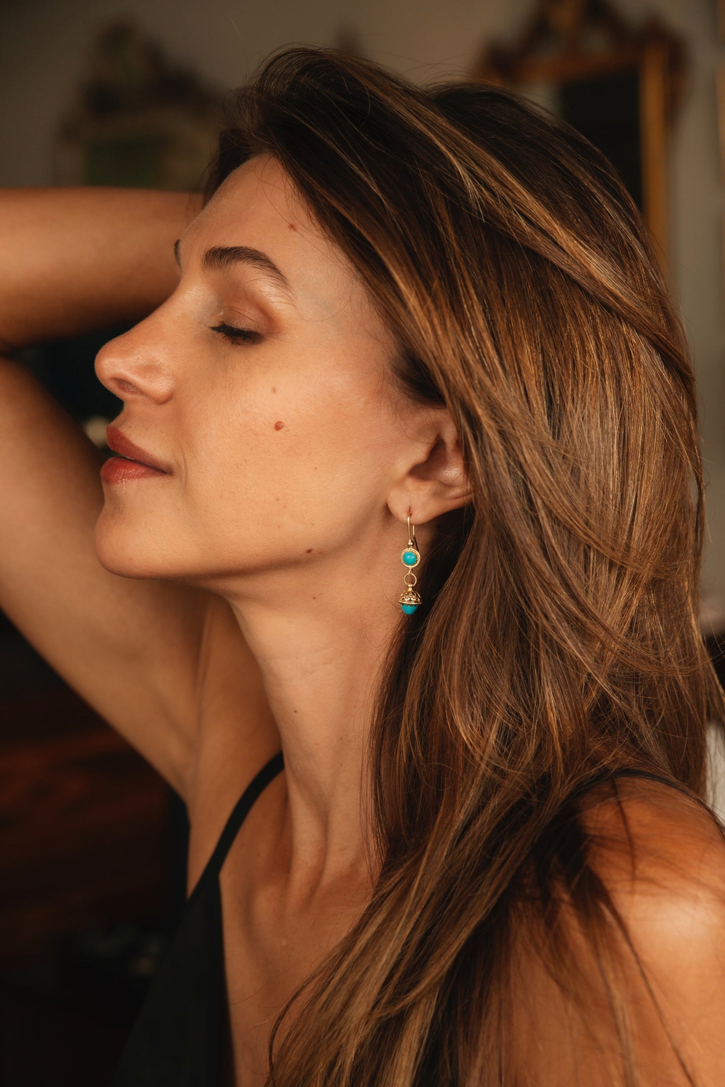 14k Turquoise Dangle Earrings-Includes Current GIA Appraisal Report